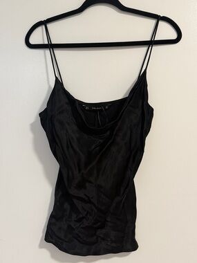 Zara Black Satin Cowl Neck Camisole